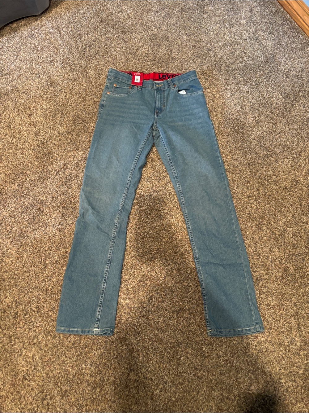 Levi's boys Light Blue Straight Jeans with Red Waistband Accent
